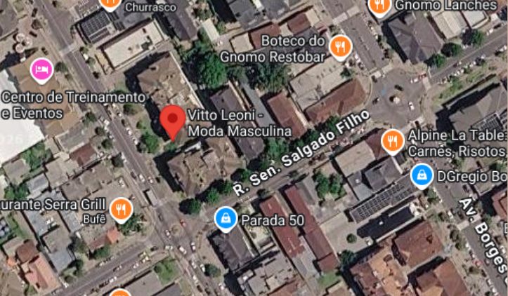 Mapa da localização da Vitto Leoni na Rua São Pedro, centro de Gramado