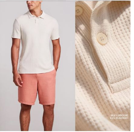 Camisa polo clara com bermuda